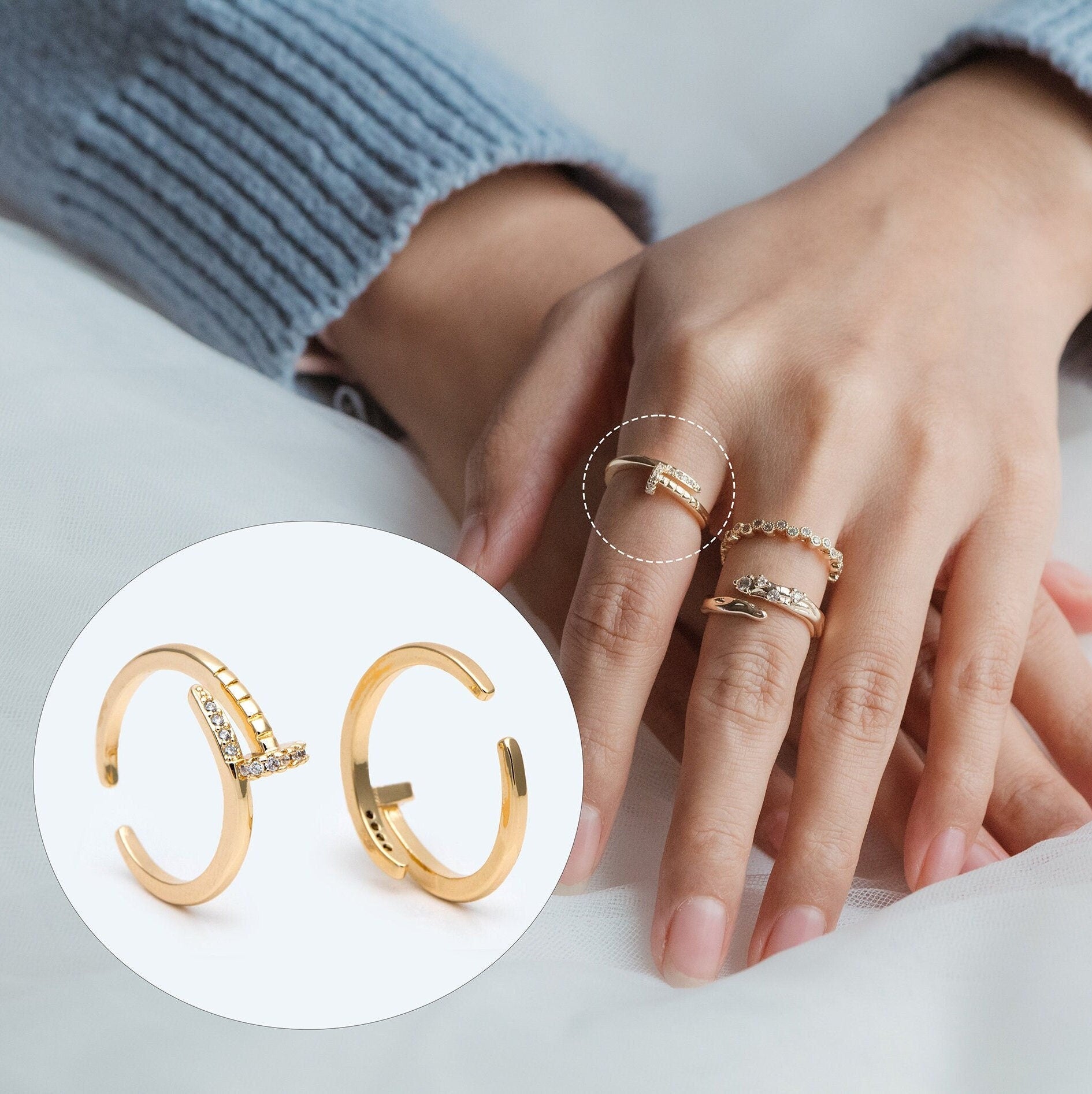 4pcs CZ Pave Ring, Minimalist Ring, Stacking Rings, Gift for Her (JZ-044)