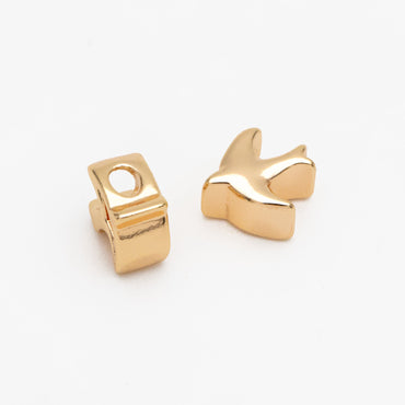 10pcs Gold Swallow Beads, Real Gold plated Brass Bird Beads, Jewelry Making Supplies Wholesale (GB-3610)