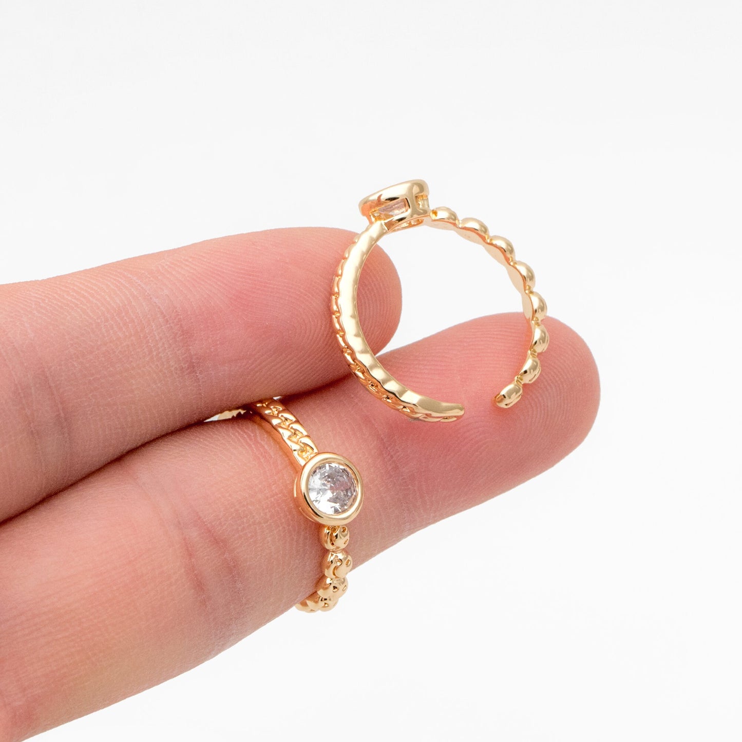 4pcs Open Circle CZ Ring, CZ Round Ring, Dainty Stackable Ring for Women (#GB-3628)