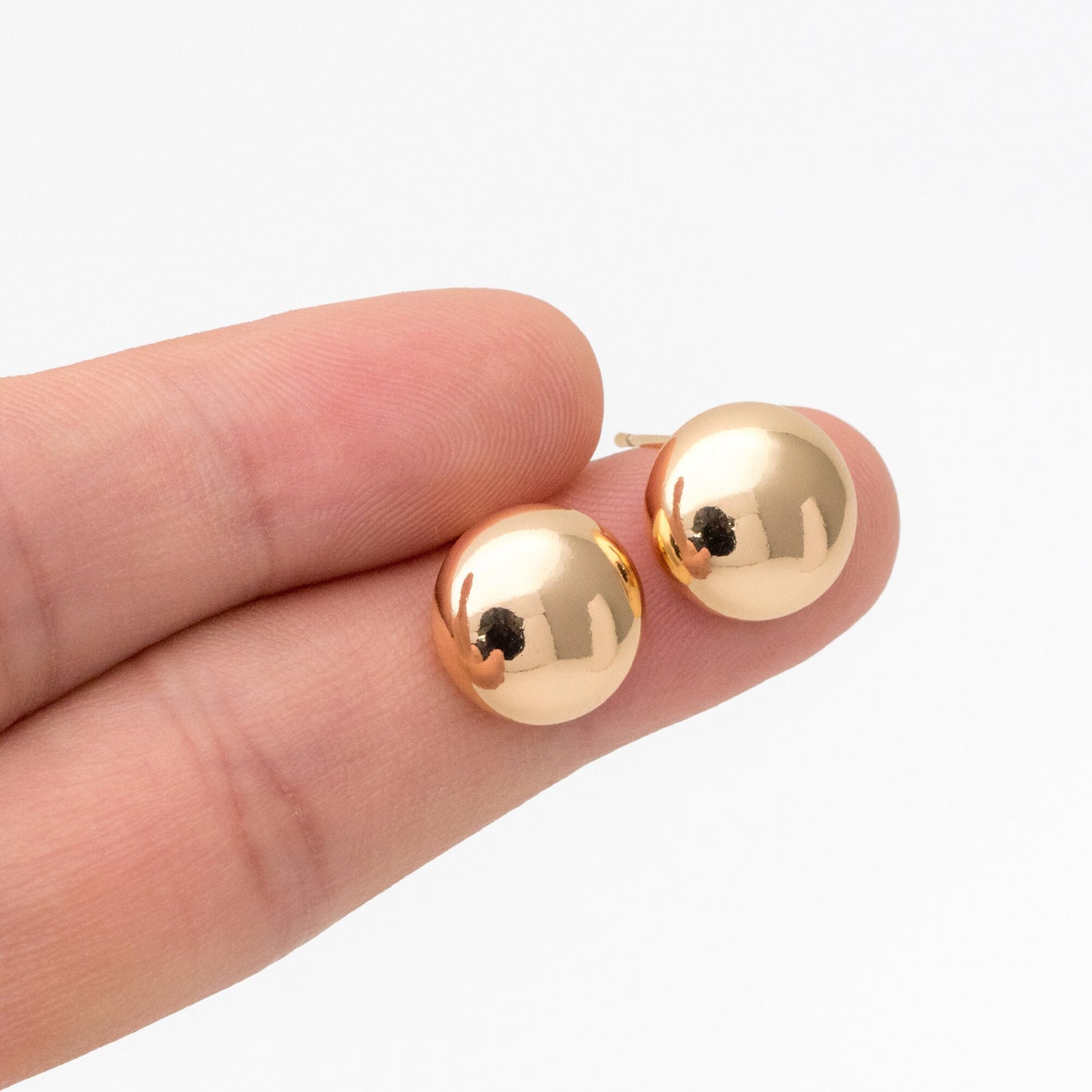 4pcs Gold Round Ear Post 13mm, 18K Gold plated Brass, Geometric Stud Earring Components (GB-3634)