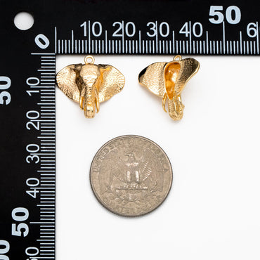 10pcs Gold Elephant Head Charms, Gold plated Brass Animal Pendants, Jewelry Making, Diy Material, Jewelry Supplies (GB-3564)