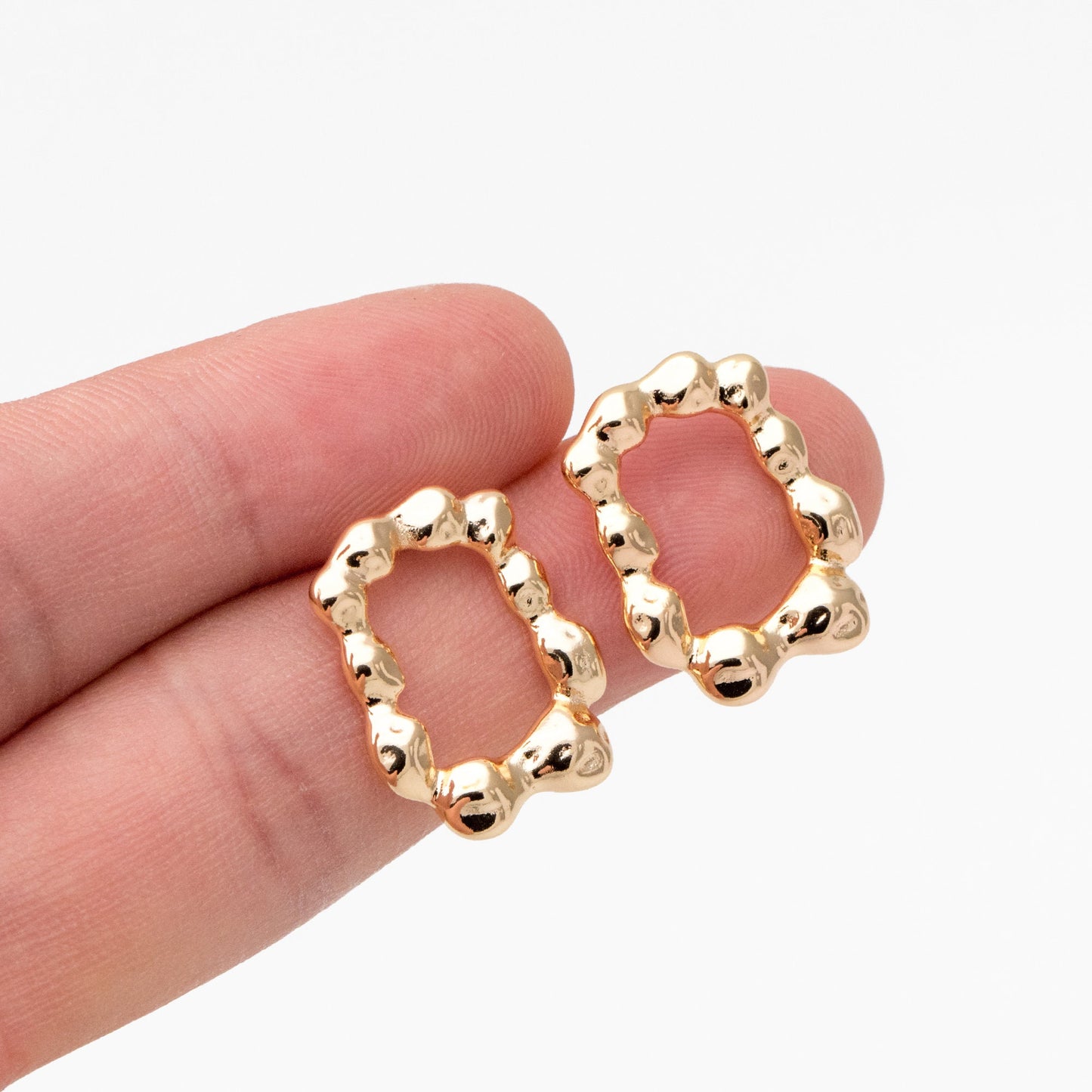 10pcs Gold Irregularity Rectangle Hoop Earrings, Minimalist Stud Earrings, Jewelry Supplies (GB-3567)