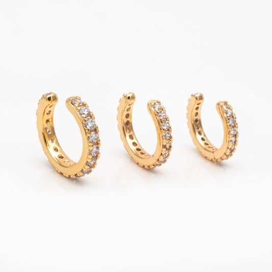 4pcs CZ Pave Ear Cuff 10/ 11/ 12mm, Minimalist Cartilage Earrings, Dainty Earcuff Earring (GB-3568)