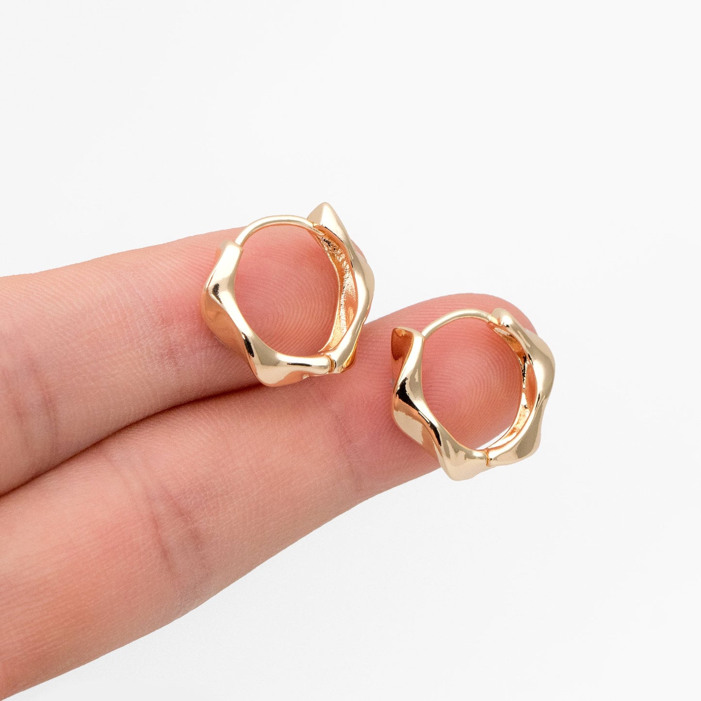 4pcs Gold/ Silver Twist Hoop Earrings, Gold/ Rhodium plated Brass, Minimalist Huggie Earrings (GB-3645)