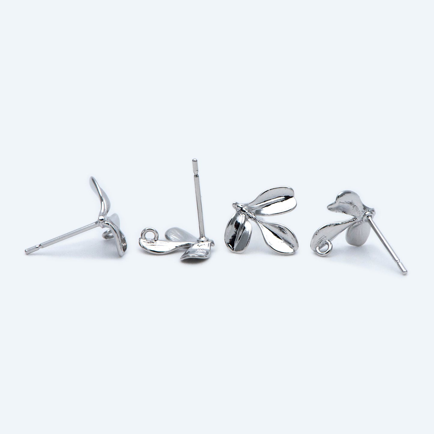 10pcs Gold/ Silver Tone Leaf Earring with Loop, Gold Plated Brass Stud Earrings, DIY Ear Findings (GB-1086)