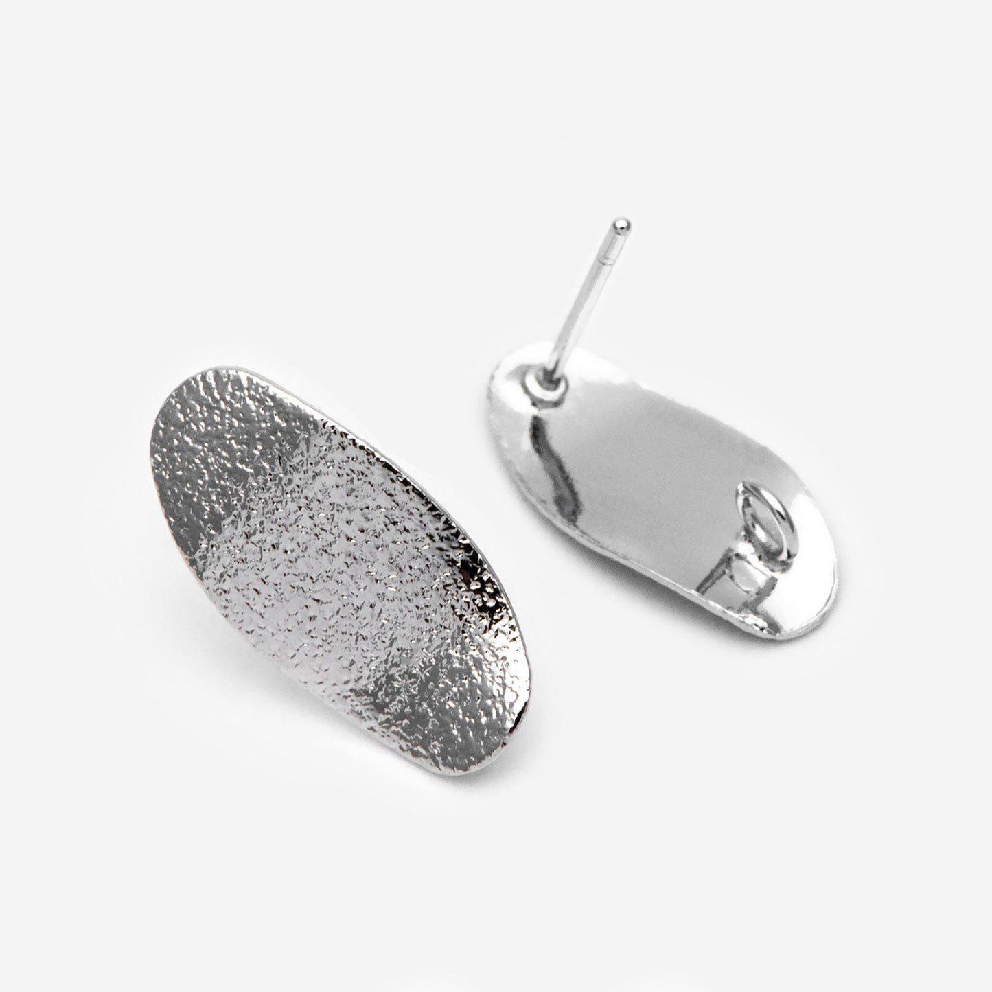 10pcs Matte Gold/ Silver tone Oval Ear Posts 16x8mm,Gold/ Rhodium plated Brass Geometric Earring Studs (GB-2134)