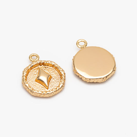 10pcs Gold Plated Brass Poker Charms: Heart/ Club/ Dimond/ Spade Card Pendants (GB-3587)