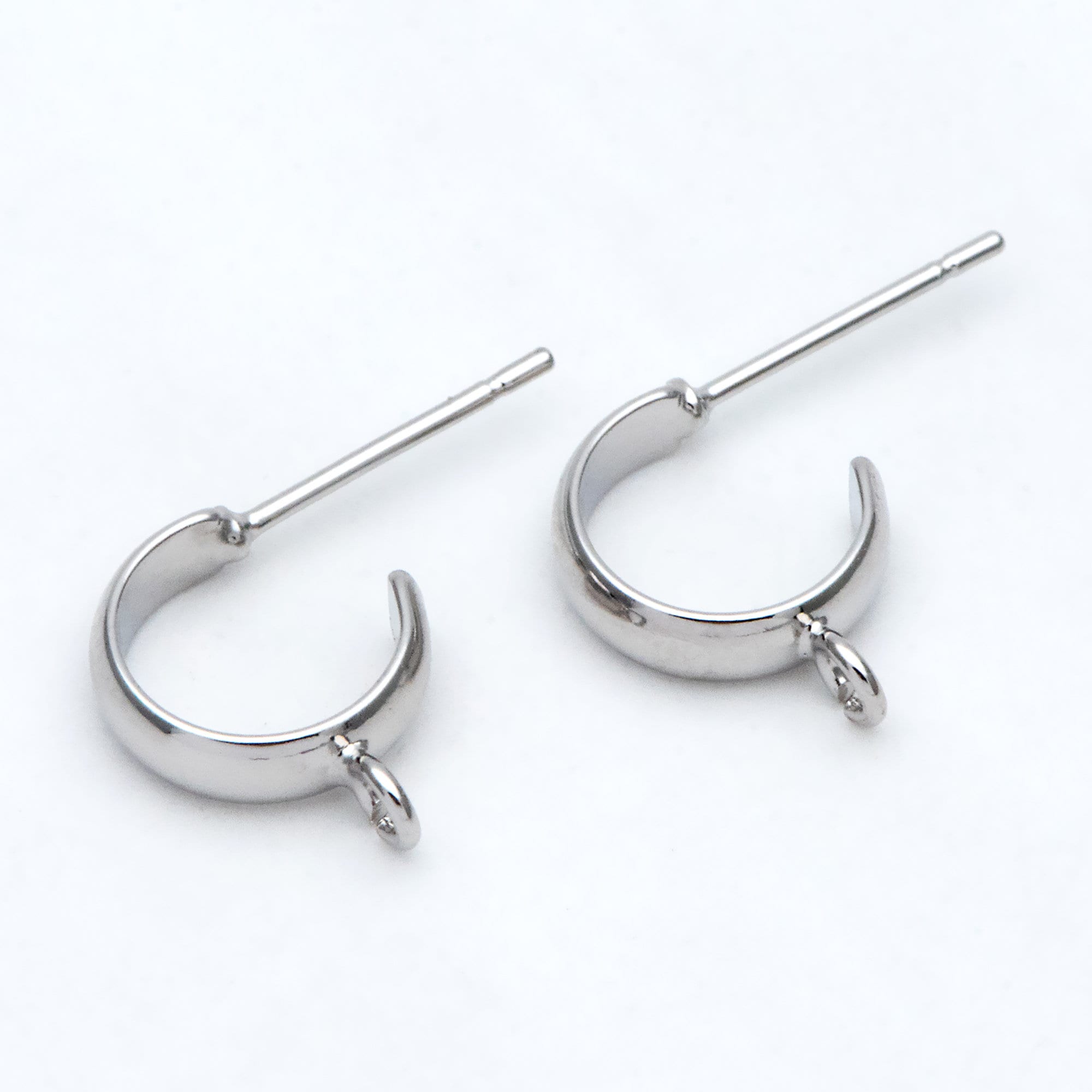 10pcs Gold/ Silver Tone Round Circle Ear Posts, Gold/ Rhodium plated Brass, Geometric Hoop Stud Earrings (GB-2169)