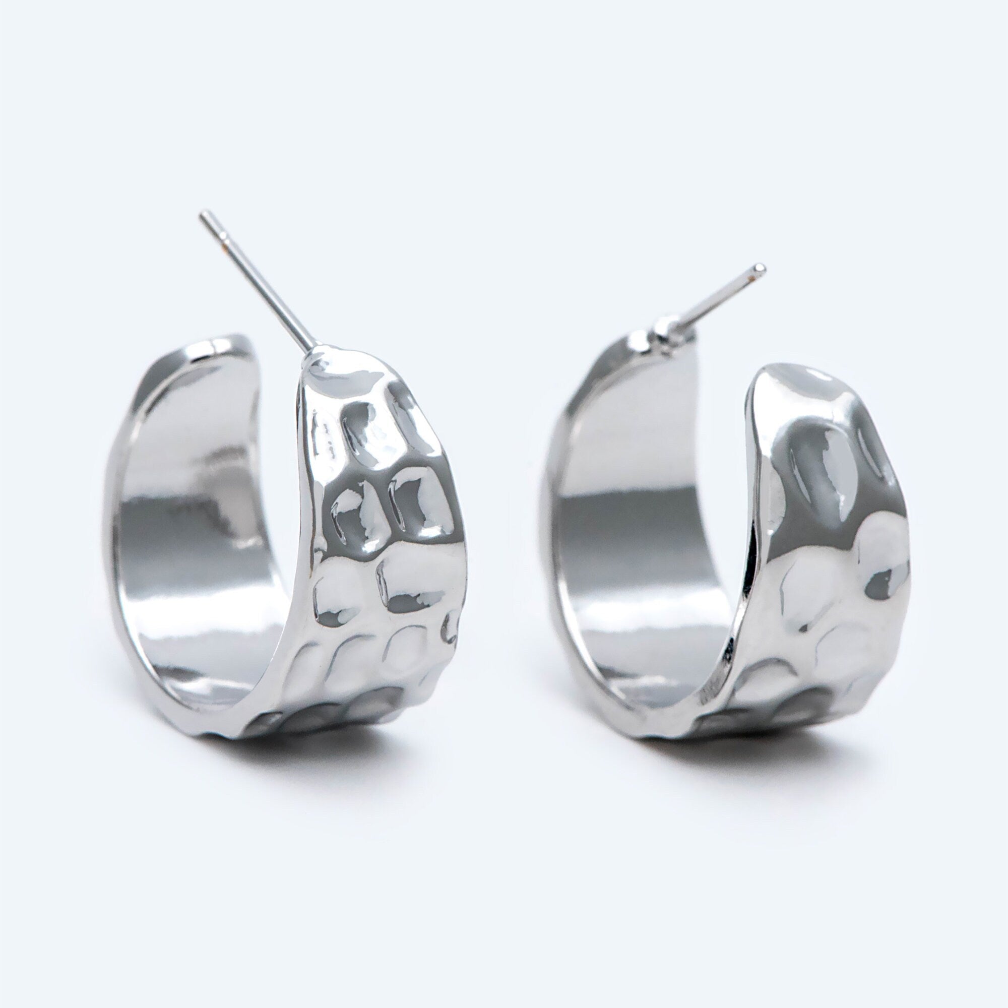 10pcs Gold/ Silver tone Round Circle Ear Posts 19mm, Gold/ Rhodium plated Brass, Geometric Hoop Stud Earrings (GB-1870)