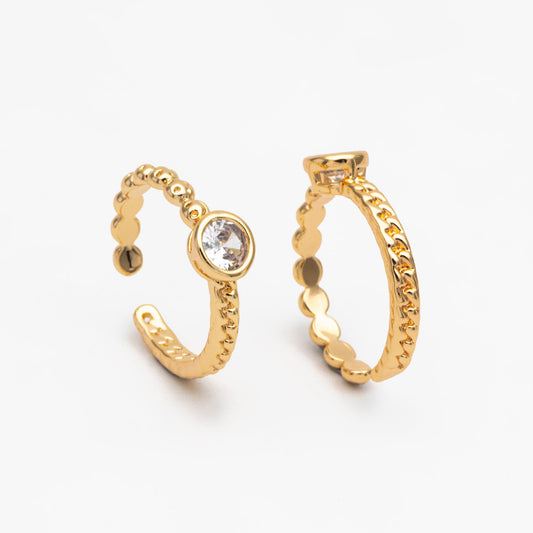 4pcs Open Circle CZ Ring, CZ Round Ring, Dainty Stackable Ring for Women (#JZ-015-C)