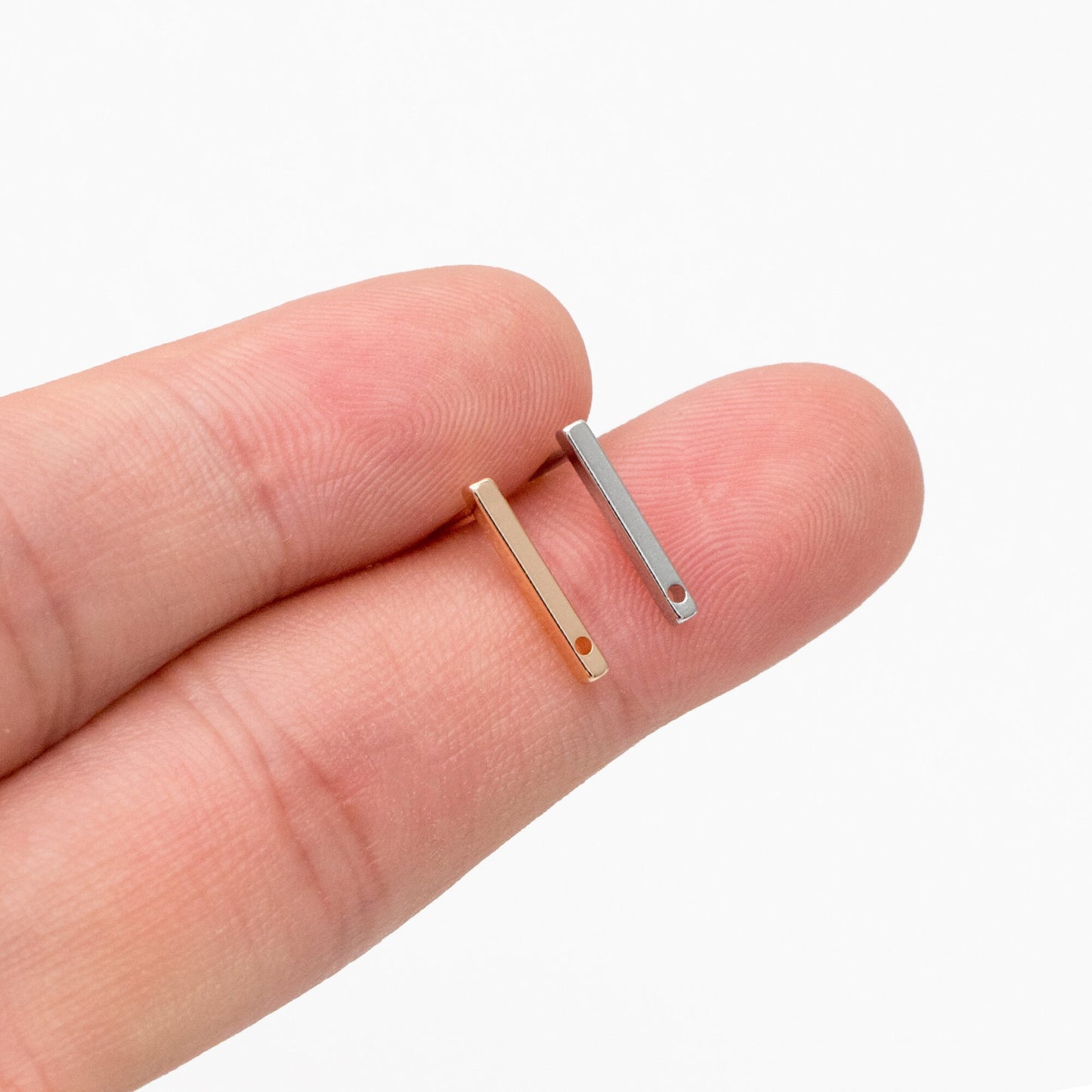 10pcs Gold/ Silver Bar Ear Posts, Gold/ Rhodium plated Brass Earring Findings, Stud Earring Components (GB-645)