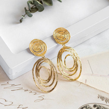 Gold/ Silver Vortex Earrings, Swirl Stud Earrings, Everyday Earrings, Handmade Earrings, Gift For Her (ER-094)