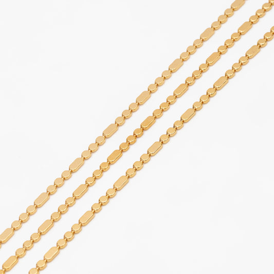 Gold plated Brass Beaded Chains 1.5mm, Craft Jewelry Chain (#LK-590)/ 1 Meter=3.3 ft