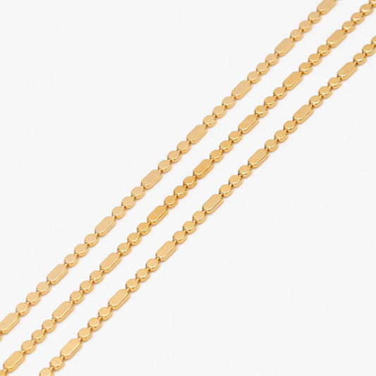 Gold plated Brass Beaded Chains 1.5mm, Craft Jewelry Chain (#LK-590)/ 1 Meter=3.3 ft
