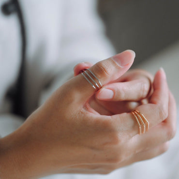 4pcs Gold Finger Rings, Adjustable Rings, Dainty Geometric Rings, 18K Gold Plated Brass, Minimalist Rings (#JZ-020-A)
