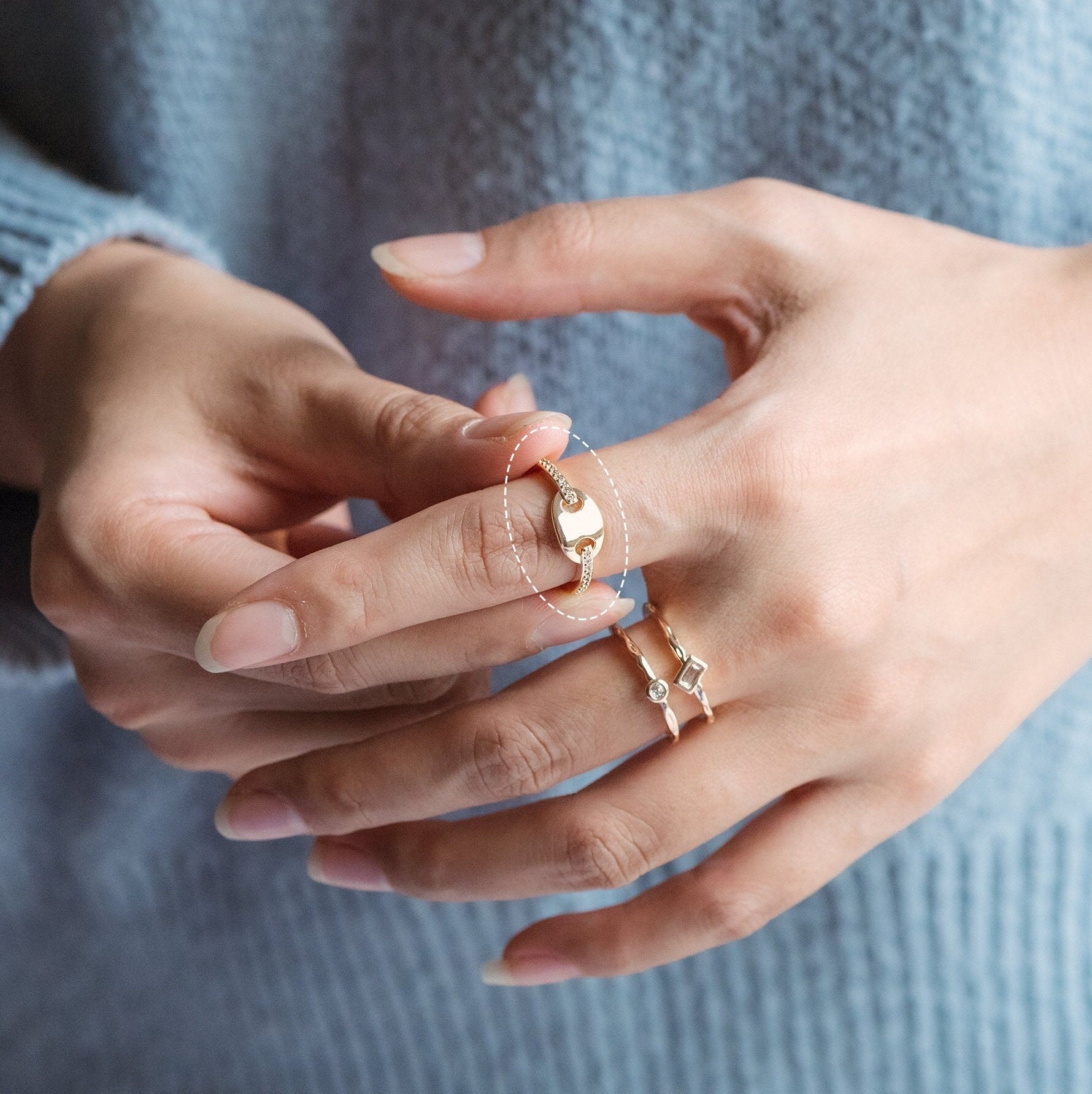 4pcs CZ Pave Ring, Puffed Anchor Mariner Ring, Designer Ring, Dainty Ring (#JZ-042)