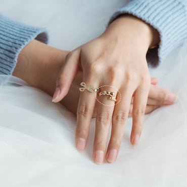 4pcs CZ Pave Gold Beaded Ring, Everyday Ring, Modern Style Ring, Fashion Rings, Dainty Rings, Adjustable Ring (#JZ-027-E)