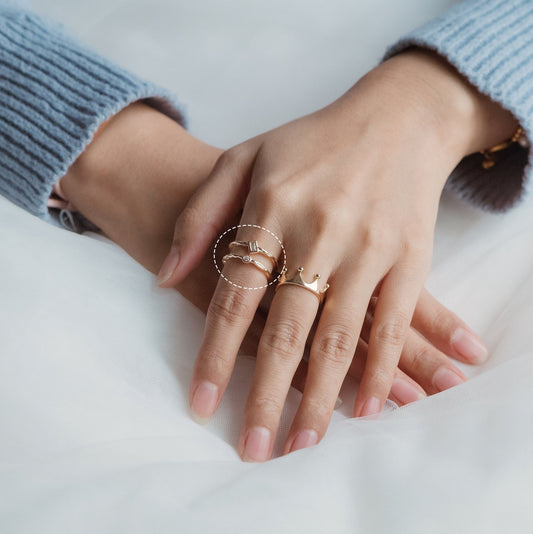 4pcs CZ Pave Double Band Gold Ring, Adjustable Ring, Minimalist Ring, Stacking Ring, Statement Ring (#JZ-027-F)