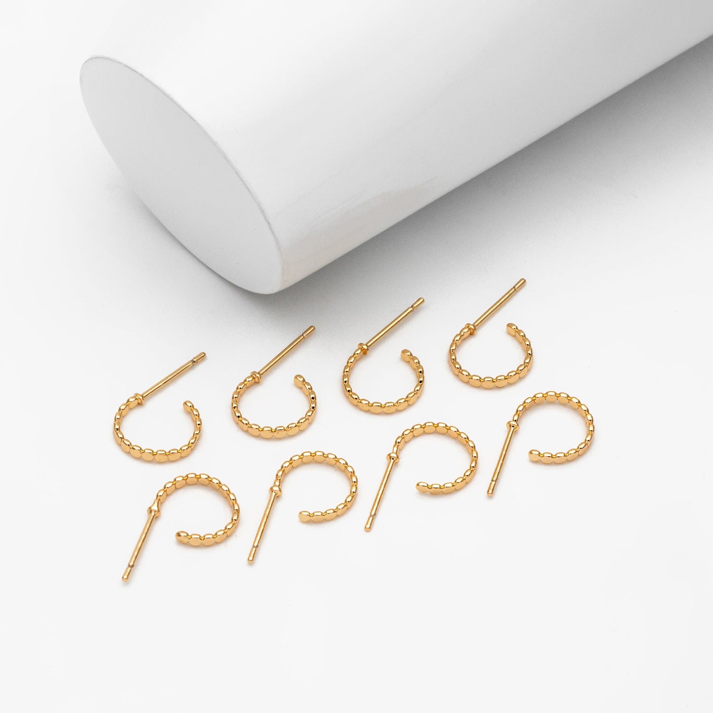 10pcs Gold Round Circle Ear Posts, Gold plated Brass, Geometric Hoop Stud Earrings (GB-3719)