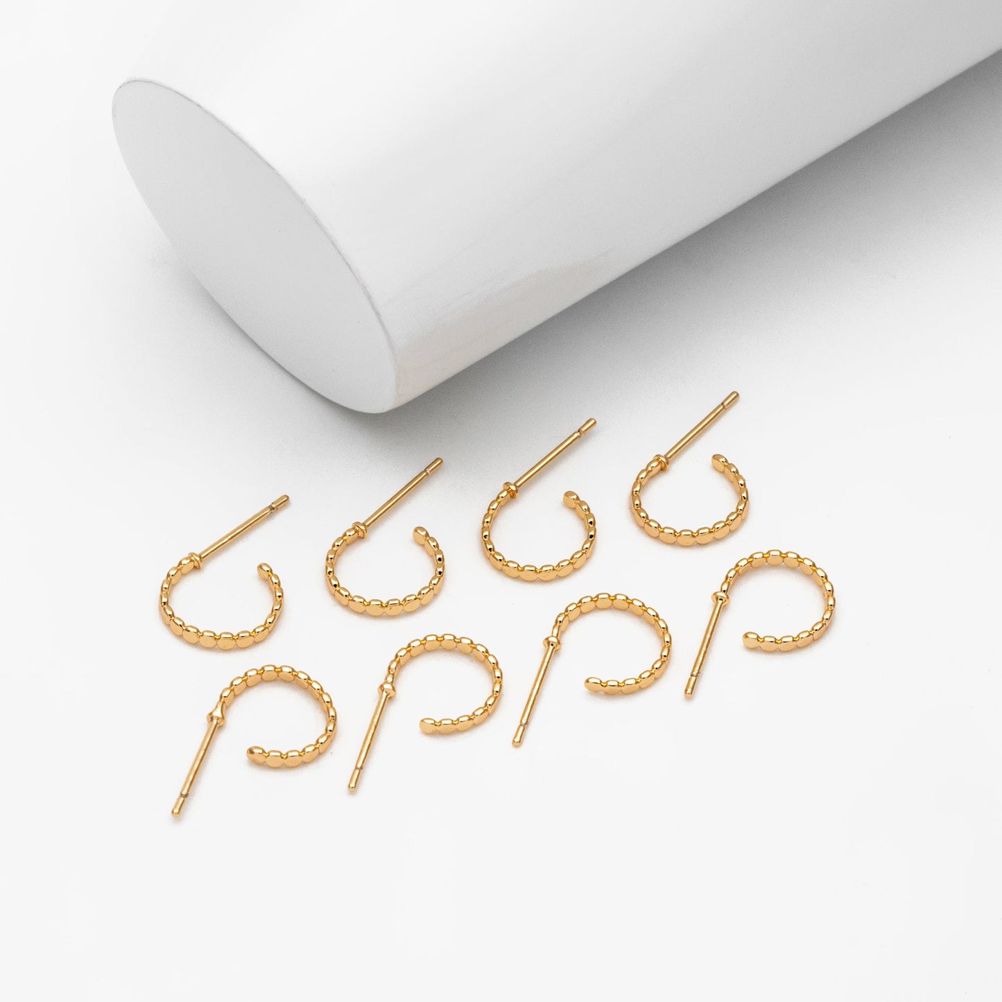 10pcs Gold Round Circle Ear Posts, Gold plated Brass, Geometric Hoop Stud Earrings (GB-3719)