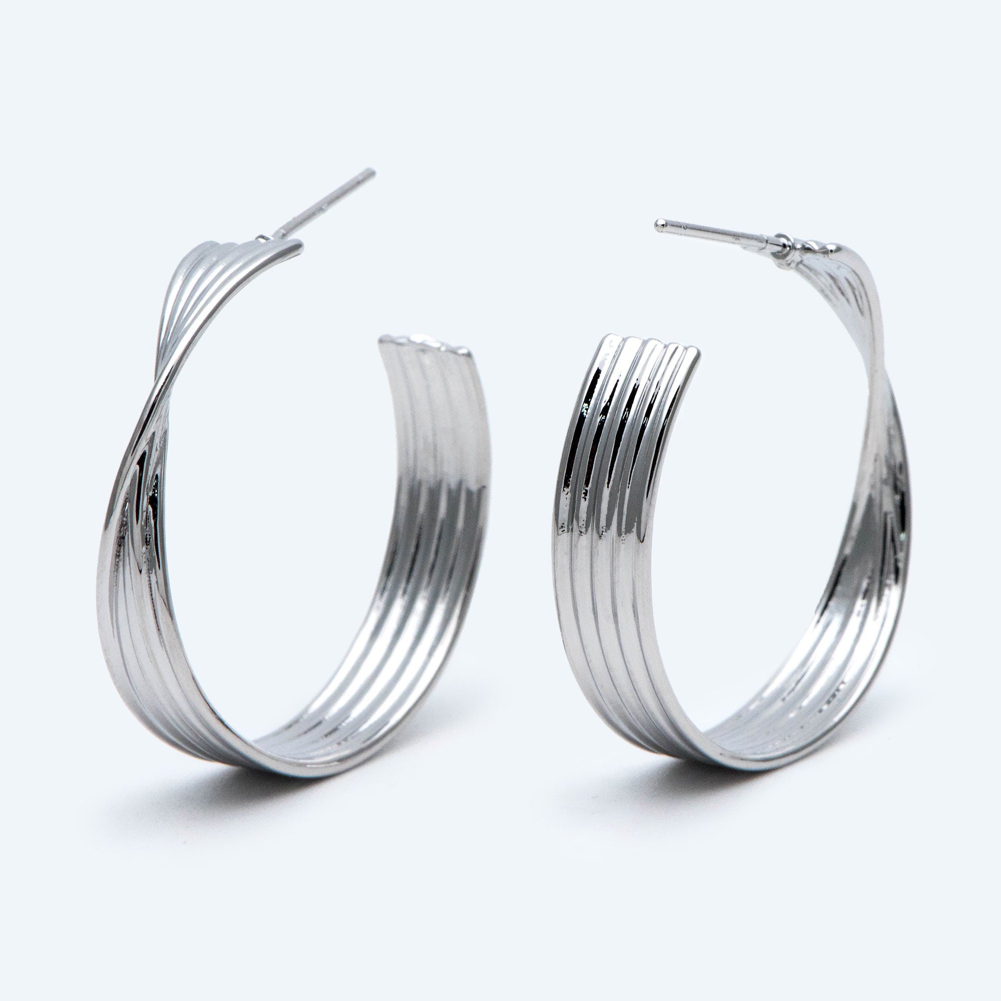 10pcs Gold/ Silver tone Twisted Hoops, Minimalist Earrings, Modern Thick Hoops, Statement Hoops Earring (GB-1983)