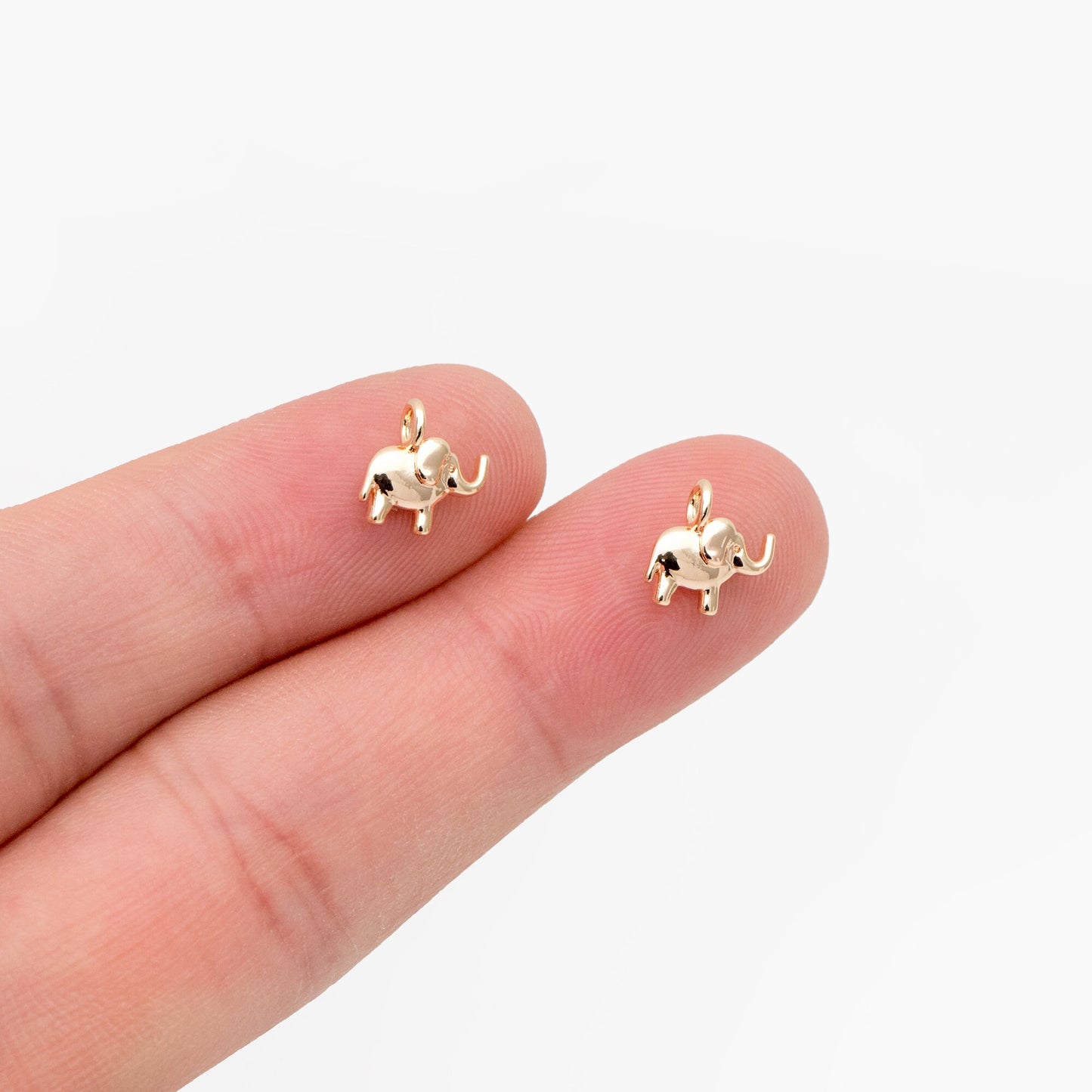 10pcs Gold Elephant Charm Pendant 8x8mm, Earring Findings, Jewelry Making, Diy Material, Jewelry Supplies (GB-3684)