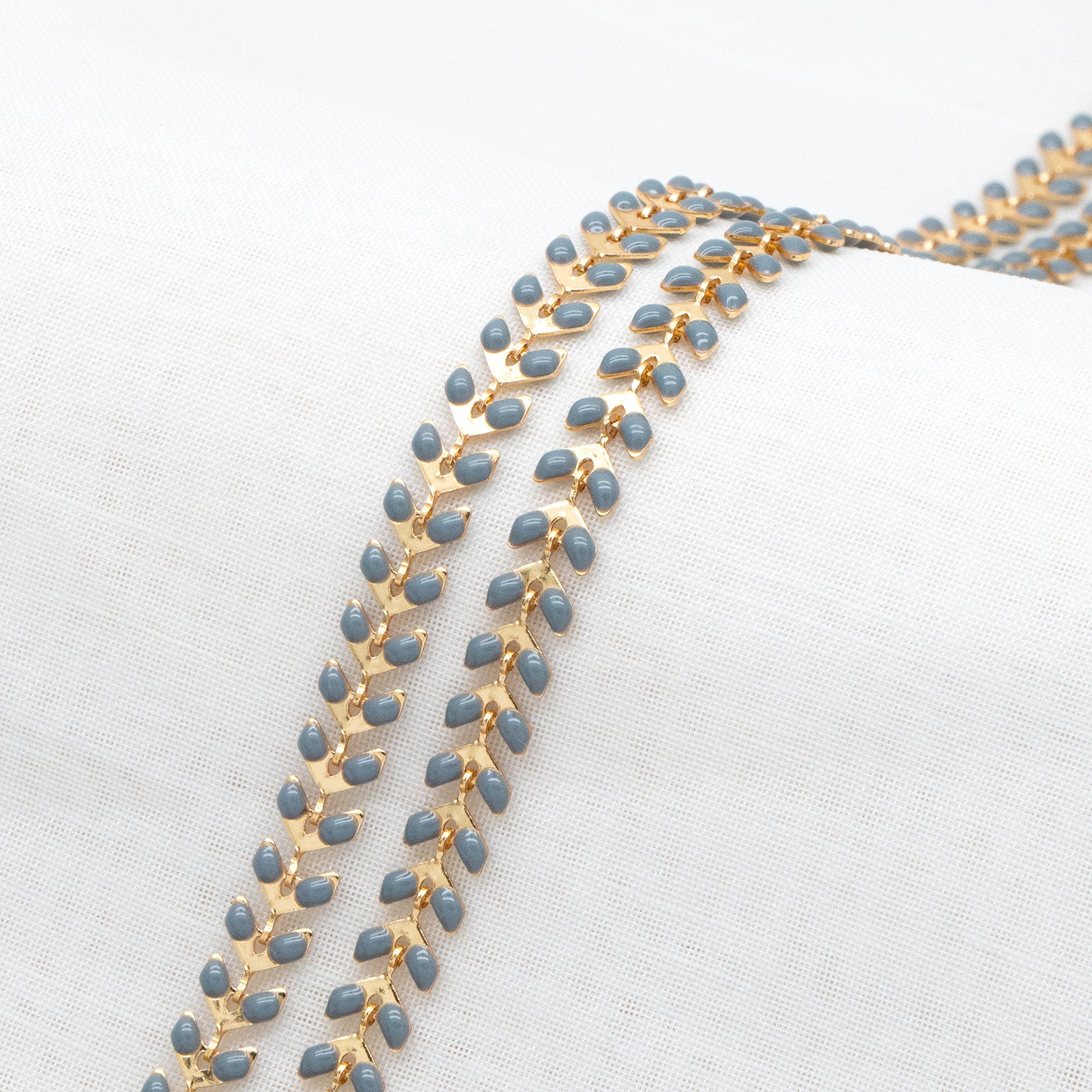 Gold plated Brass Enamel Chevron Chain 6.3mm, Herringbone Flat Arrow Designer Chain, Color Not Easily Tarnish (#LK-160)/ 1 Meter=3.3ft