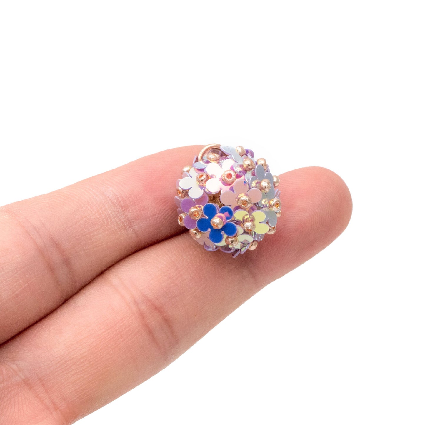 4pcs Beaded Flower Charms, Floral Ball Cluster Pendants, Handmade Jewelry Supplies (FB-078)