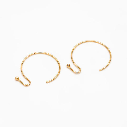 20pcs Gold Ear Hooks 15x18mm, Simple Round Earwire Earring Components (GB-025-C)