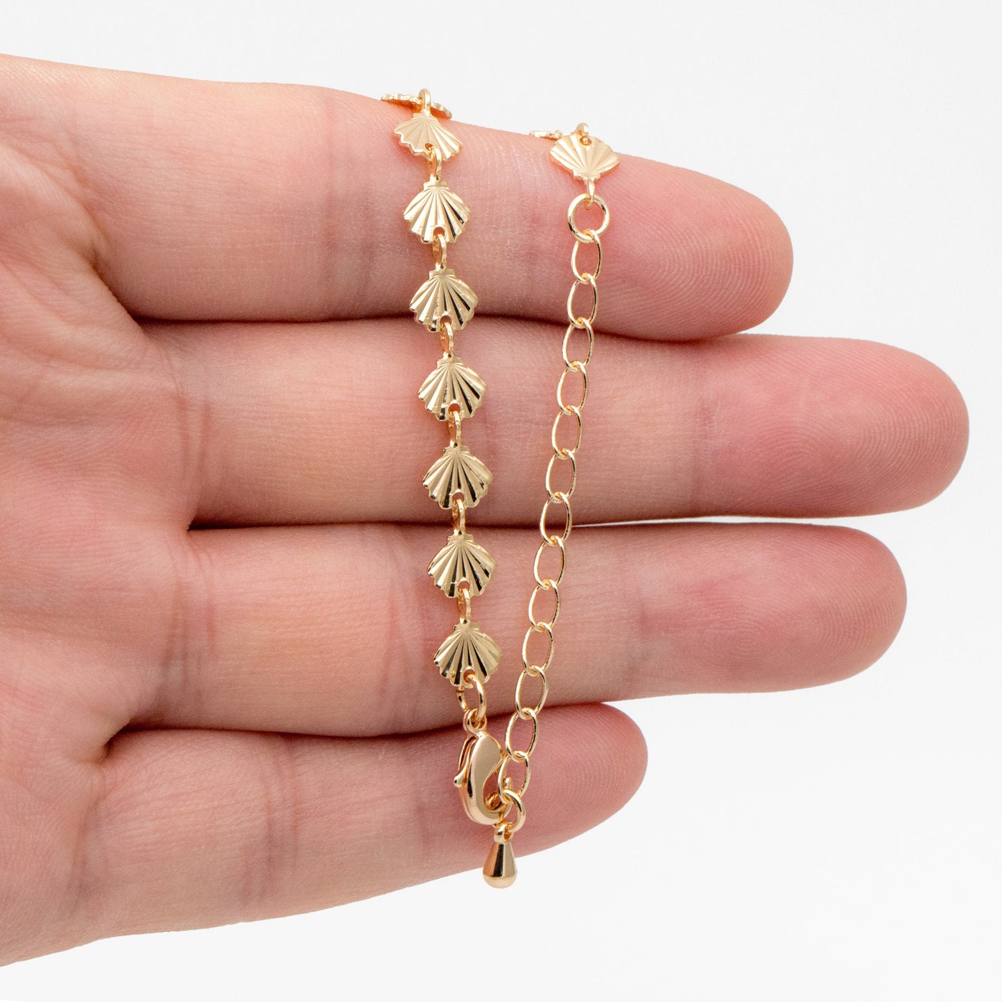 Gold/ Silver Tone shell Chain Bracelet/ Anklet/ Necklace with Extender Chain, 16-18 inch Adjustable, Ready to Wear (#LK-571)