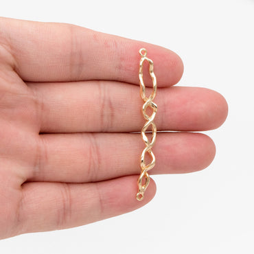 4pcs Gold Twisted Wire Connector, Gold plated Brass, Bracelet Connector (GB-3753)