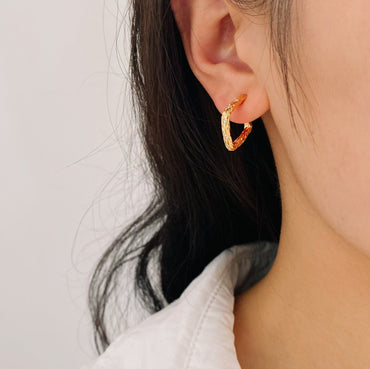 4pcs Rustic Ear Posts, 18K Gold Plated Brass, CZ pave Bar Earring Studs (GB-2606)