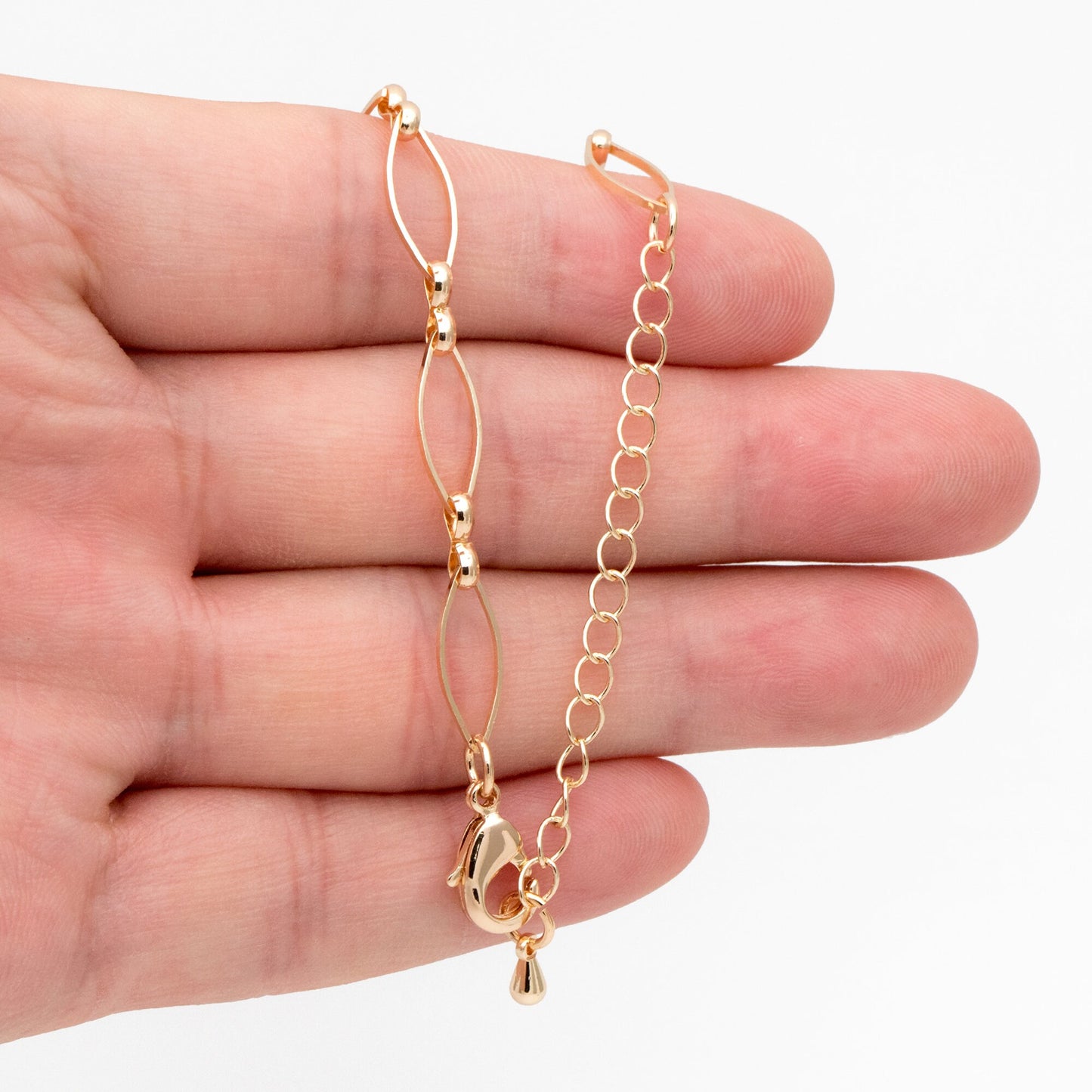Dainty Gold Oval Link Chains, Finished Bracelet/ Anklet/ Necklace with Extender Chain, Ready to Wear (#LK-441)