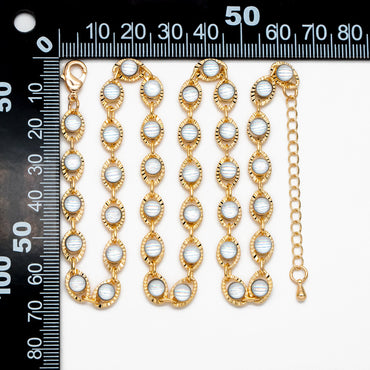 Gold Evil Eye Chain, Round Glass Beaded Chain, Finished Bracelet/ Anklet/ Necklace with Extender Chain, Ready to Wear (#LK-591)