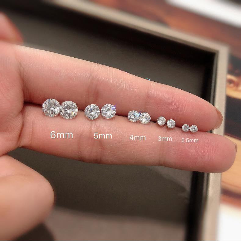 Sterling Silver Minimalist Stud Earring, Dainty CZ Diamond Earring, 3/ 4/ 5/ 6mm (CY-031)/ 1 pair