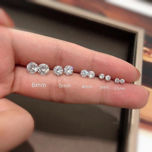 Sterling Silver Minimalist Stud Earring, Dainty CZ Diamond Earring, 3/ 4/ 5/ 6mm (CY-031)/ 1 pair