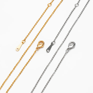 Gold/ Silver Tone Dainty Cable Chains, 18K Gold/ Rhodium plated Brass Finished Necklace, 18 Inches Adjustable, Ready to Wear (#LK-483)