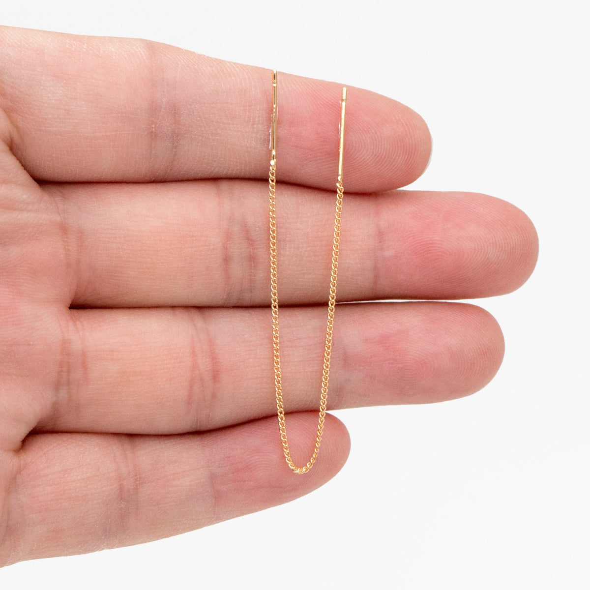 10pcs Gold Threader Earrings, 1mm Curb Chain Earwire Thread, Earring Supply Findings Wholesale, Totally 130mm Long (GB-1735-C)