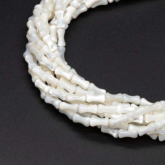 White Mother of Pearl Shell Tube Beads 8x4mm, Top Drilled Bar MOP beads -(#V1411) Full strand