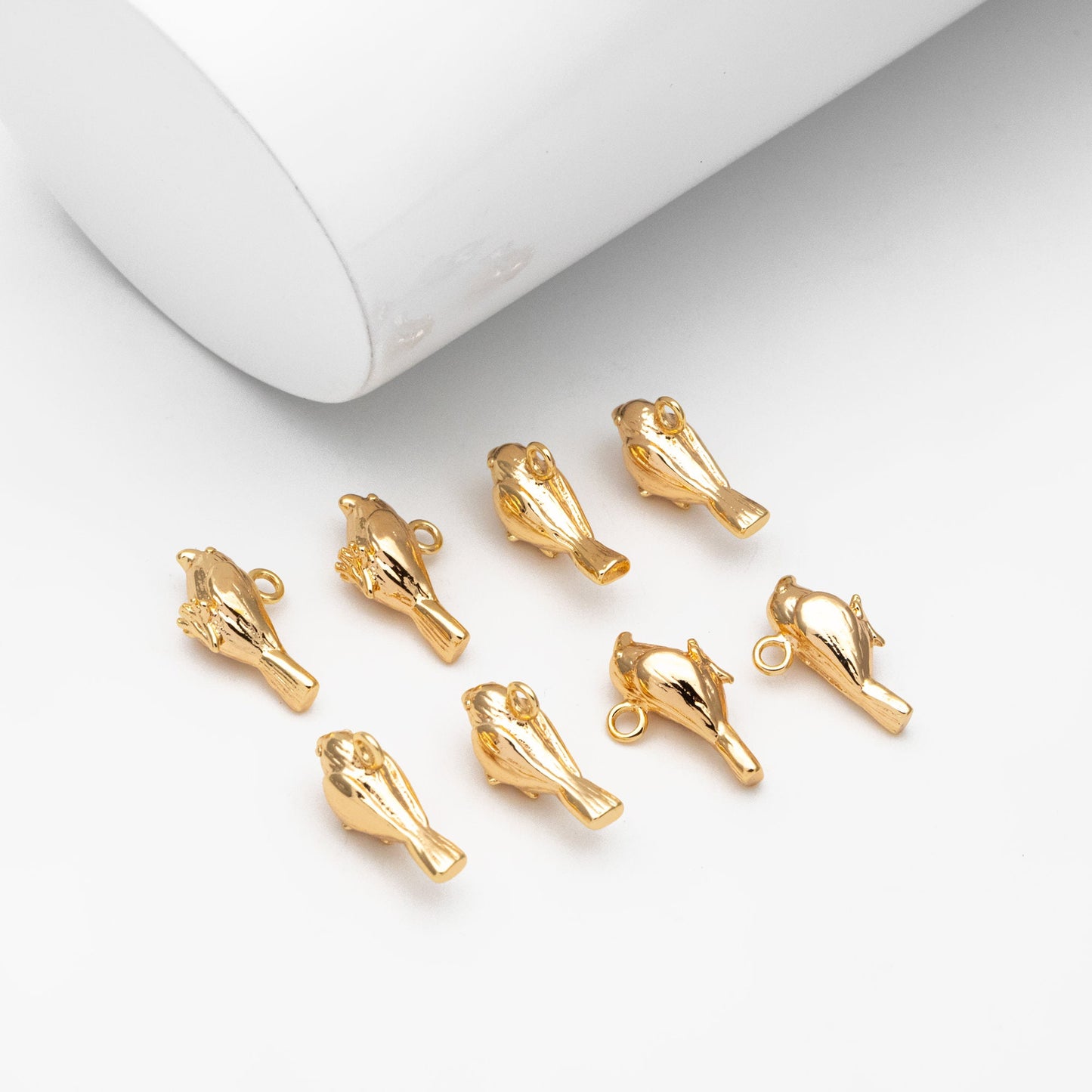 10pcs Gold Sparrow Charm, Real Gold plated Brass Bird Pendant, Earring Charm (GB-2691-A)