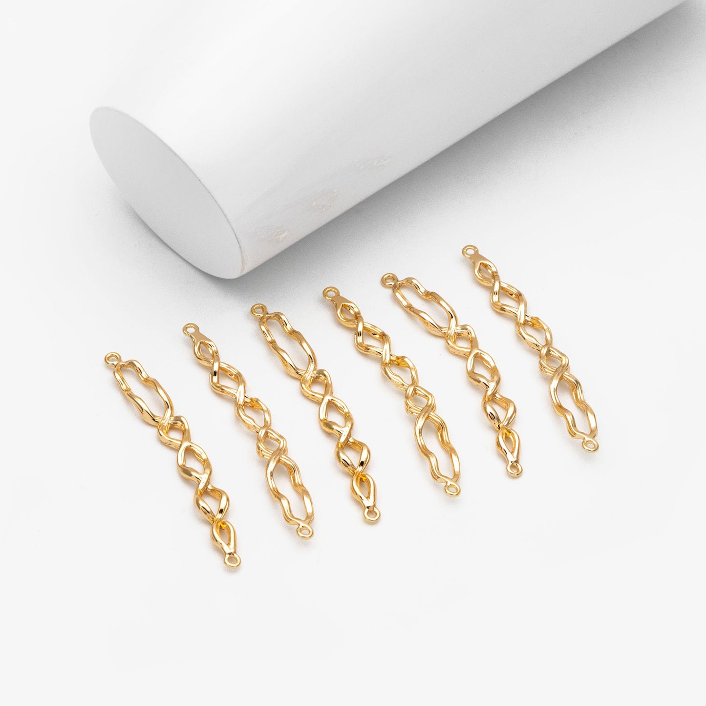 4pcs Gold Twisted Wire Connector, Gold plated Brass, Bracelet Connector (GB-3753)