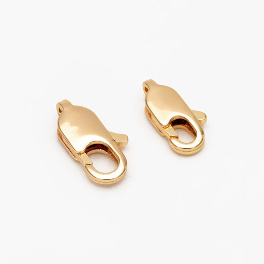20pcs Gold/ Silver Lobster Claw Clasps 10/ 12mm, Real Gold/ rhodium plated Brass, Necklace Bracelet Charm Clasps (GB-3764)