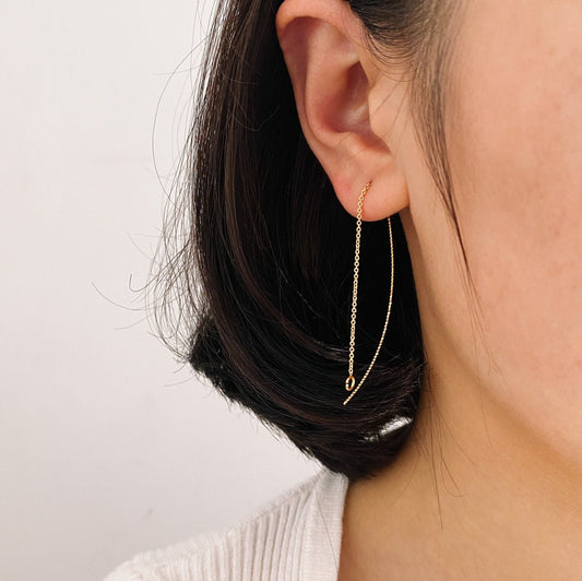 10pcs Gold Ear Threader Earrings,Chain Earrings, Earwire Thread with Jump Ring, Dainty Earrings (GB-1299-A)