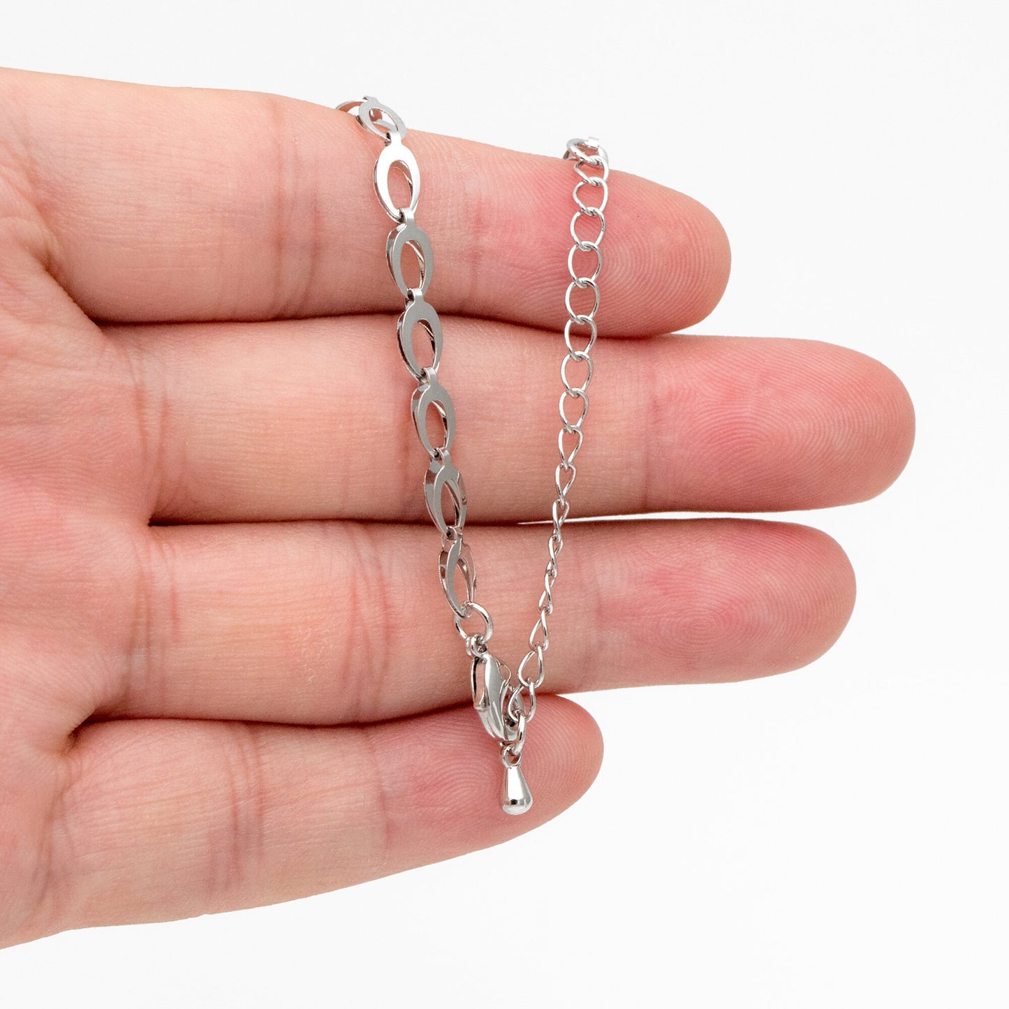 Gold/ Silver Tone Dainty Specialty Chains 4mm, Finished Bracelet/ Anklet/ Necklace with Extender Chain, Ready to Wear (#LK-232)