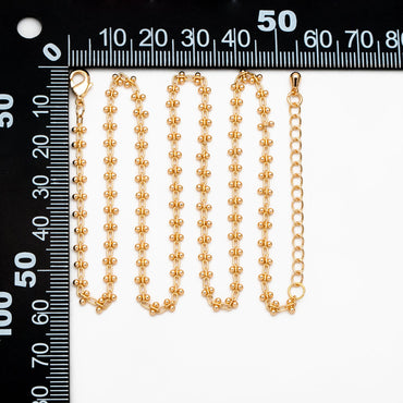 Gold/ Silver Tone Beaded Cable Chains 3.3mm, Finished Bracelet/ Anklet/ Necklace with Extender Chain, Ready to Wear (#LK-237)
