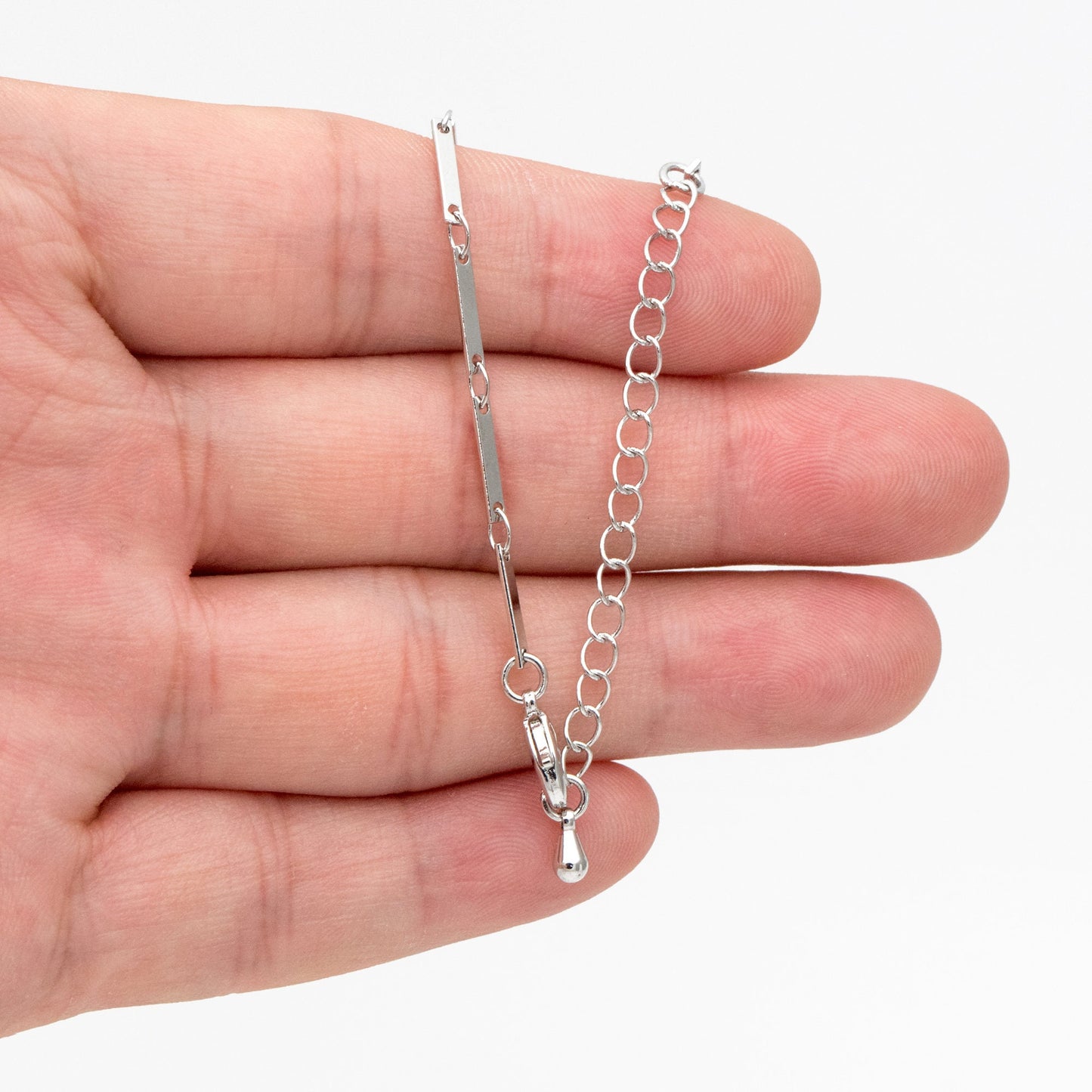 Finished Bracelet/ Anklet/ Necklace with Extender, Gold/ Silver Rectangle Bar Chain, Ready to Wear (#LK-440)