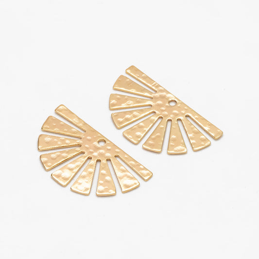 10pcs Gold/ Silver Hammered Half Sun Charm 14x25mm, 18K Gold/ Rhodium Plated Brass, Jewelry Making, Diy Material,Jewelry Supplies(GB-1404-C)