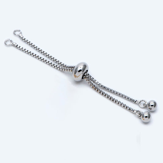 10pcs Gold/ Silver Sliding Adjustable Bracelet Making Chains, Half-finished Bracelet with Rubber Stopper Beads (GB-269-A)