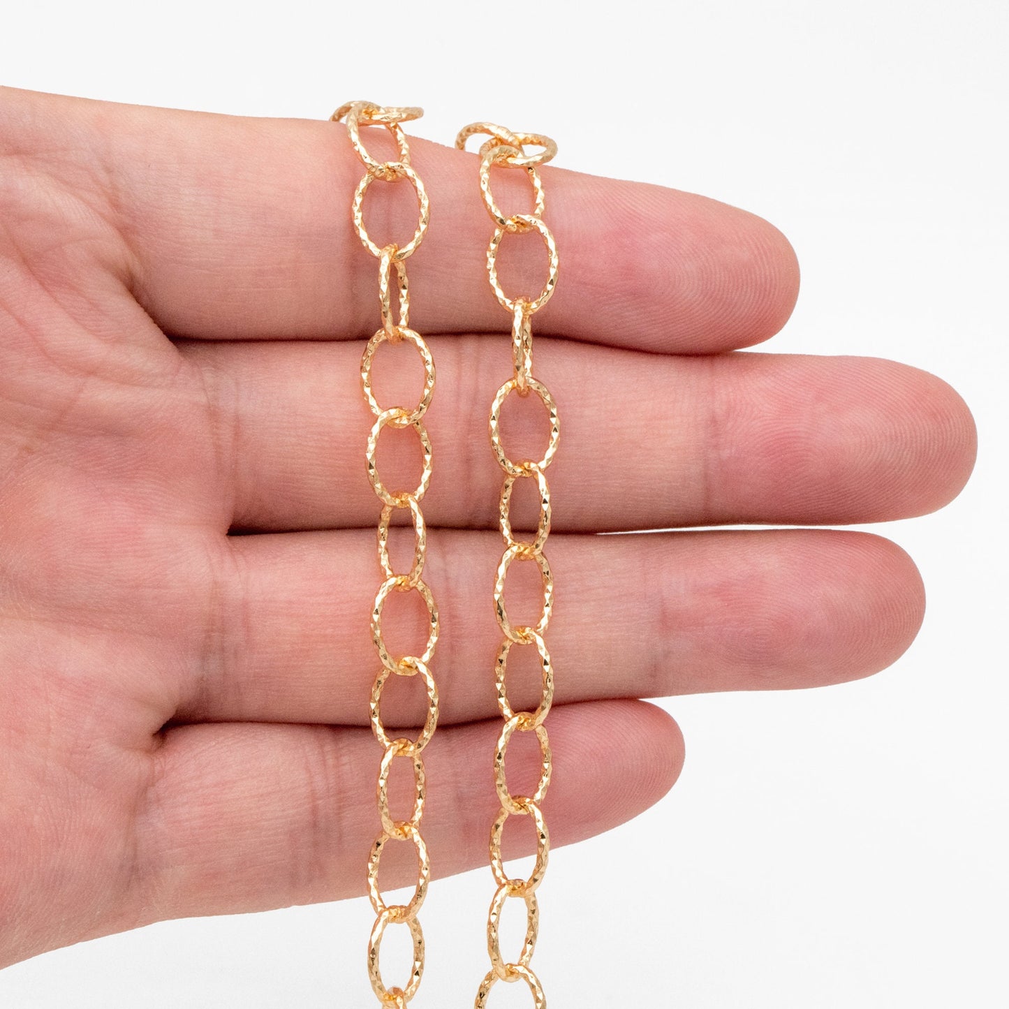 Gold Oval Cable Chain, 18K Gold plated Brass, Oval Link Chain, Jewelry Supplies (#LK-592)/ 1 Meter=3.3ft