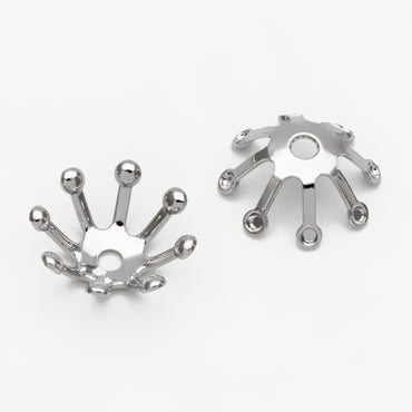 20pcs Flower Bead Caps 10mm, Real Gold/ Rhodium plated Brass, Floral Tassel Caps (GB-3087)